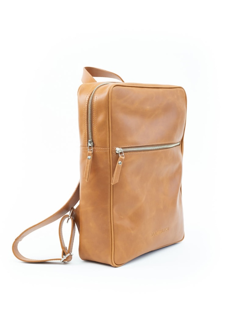 Matriarca Tan Brown Genuine Leather Backpack Distressed Vintage Style